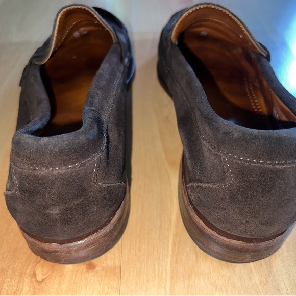 ALLEN EDMONDS SHOES 11 D COLE SUEDE SLIP ON PENNY LOOK BROWN